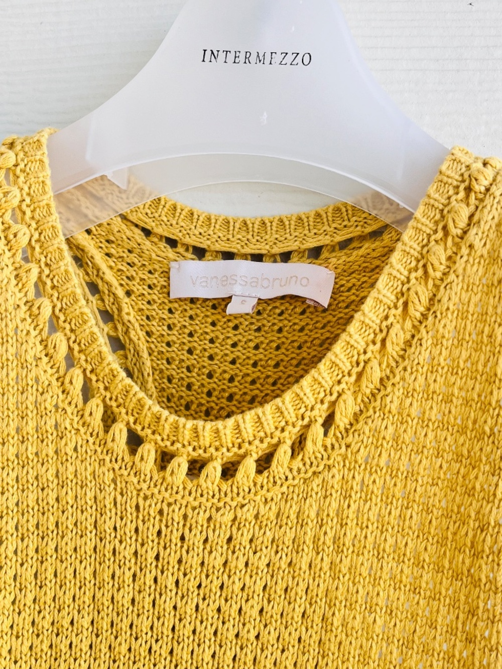 Vanessa Bruno 🧶 Thara Crochet Midi Dress | Yellow Boho Resortwear Size S - Picture 12 of 16
